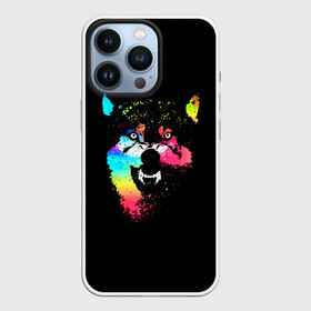 Чехол для iPhone 13 Pro с принтом Неоновый свирепый волк в городе Новоалтайск,  |  | Тематика изображения на принте: color | enemy | fangs | force | grin | jaw | power | wolf | волк | зверь | клыки | мощь | неон | оскал | пасть | сила | цвет