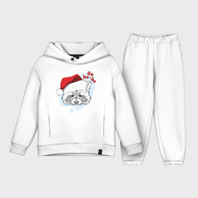 Детский костюм хлопок Oversize с принтом Новогодний енотик в городе Новоалтайск,  |  | 2022 | christmas | new year | енот | енотик | животные | звери | зверюшки | кавай | милота | милый | нг | новогодний | новый год | рождество