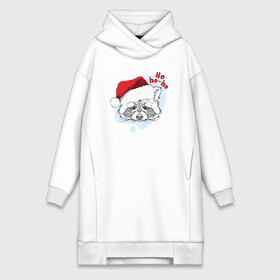 Платье-худи хлопок с принтом Новогодний енотик в городе Новоалтайск,  |  | 2022 | christmas | new year | енот | енотик | животные | звери | зверюшки | кавай | милота | милый | нг | новогодний | новый год | рождество