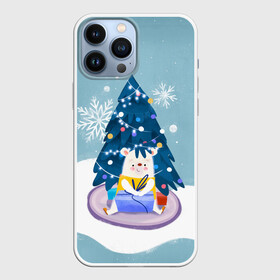 Чехол для iPhone 13 Pro Max с принтом Медвежонок под новогодней елкой в городе Новоалтайск,  |  | 2022 | christmas | new year | животные | звери | зверюшки | зима | кавай | медведь | медвежонок | милота | милый | мишка | нг | новогодний | новый год | рождество | снег