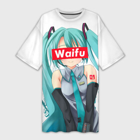 Платье-футболка 3D с принтом Waifu  Hatsune Miku в городе Новоалтайск,  |  | anime girl | hatsune miku | vocaloid | waifu | waifu material | вайфу | виртуальная певица | вокалоид | девушка с голубыми волосами | мику хацунэ | музыка