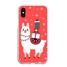 Чехол для iPhone XS Max матовый с принтом Лама. Новый год в городе Новоалтайск, Силикон | Область печати: задняя сторона чехла, без боковых панелей | Тематика изображения на принте: 2022 | christmas | llama | new year | альпака | животные | звери | зверюшки | кавай | лама | милота | милый | нг | новогодний | новый год | рождество