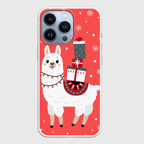 Чехол для iPhone 13 Pro с принтом Лама. Новый год в городе Новоалтайск,  |  | Тематика изображения на принте: 2022 | christmas | llama | new year | альпака | животные | звери | зверюшки | кавай | лама | милота | милый | нг | новогодний | новый год | рождество