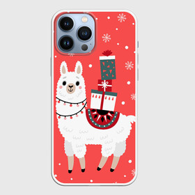 Чехол для iPhone 13 Pro Max с принтом Лама. Новый год в городе Новоалтайск,  |  | Тематика изображения на принте: 2022 | christmas | llama | new year | альпака | животные | звери | зверюшки | кавай | лама | милота | милый | нг | новогодний | новый год | рождество