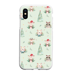 Чехол для iPhone XS Max матовый с принтом Олени, медведи и еноты в городе Новоалтайск, Силикон | Область печати: задняя сторона чехла, без боковых панелей | 2022 | christmas | new year | енот | енотик | еноты | животные | звери | зверюшки | кавай | медведи | медвежата | медвежонок | милота | милый | нг | новогодний | новый год | олени | рождество