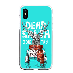 Чехол для iPhone XS Max матовый с принтом Олень  в свитере с оленями в городе Новоалтайск, Силикон | Область печати: задняя сторона чехла, без боковых панелей | Тематика изображения на принте: 2022 | christmas | new year | животные | звери | зверюшки | кавай | милота | милый | нг | новогодний | новый год | олень | рождество