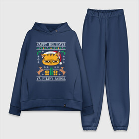 Женский костюм хлопок Oversize с принтом Christmas Cat в городе Новоалтайск,  |  | art | cat | christmas | deer | gifts | holiday | new year | snowflakes | арт | кот | новый год | олени | подарки | праздник | рождество | снежинки