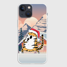 Чехол для iPhone 13 mini с принтом Тигр поет песни в караоке в городе Новоалтайск,  |  | 2022 | год тигра | новый год | новый год 2022 | символ года | тигр | тигренок | тигрица | тигры