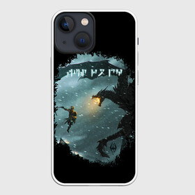 Чехол для iPhone 13 mini с принтом TES SKYRIM FIGHT DRAGON в городе Новоалтайск,  |  | dovahkiin | dragon | dragonborn | fus ro dah | oblivion | rpg | skyrim | tes | tes 5 | tes skyrim | tes v | the elder scrolls | the elder scrolls skyrim | we know | докавин | дракон | мы знаем | обливион | рпг | скайрим | фус ро дах
