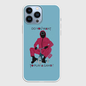 Чехол для iPhone 13 Pro Max с принтом ИГРА В КАЛЬМАРА DO YOU WANT TO PLAY A GAME в городе Новоалтайск,  |  | Тематика изображения на принте: 001 | 067 | 456 | netflix | ojingeo geim | squid game | ведущий | игра | игра в кальмара | квадрат | круг | надзиратель | нетфликс | распорядитель | сериал | стражи | треугольник