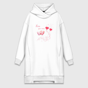 Платье-худи хлопок с принтом Love you, mom (for girls) в городе Новоалтайск,  |  | for mom | love you mom | mothers day | люблю маму | маме | с днем матери