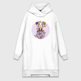 Платье-худи хлопок с принтом A Panda Family Against the Blue Sky в городе Новоалтайск,  |  | cute | murakami | panda | pop art | takashi murakami | милая панда | мураками | панда | ромашки | такаси мураками | такаши мураками | цветы