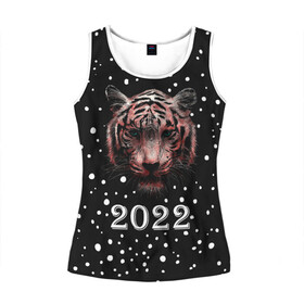 Женская майка 3D с принтом New Year Immortal Tiger в городе Новоалтайск, 100% полиэстер | круглая горловина, прямой силуэт, длина до линии бедра | 2022 | 22 | christmas | claus | deer | frost | immortal | new | santa | second | snow | spruce | symbol | team | three | tiger | tree | twenty | winter | year | второй | год | года | двадать | дед | елка | ель | зима | клаус | мороз | нового