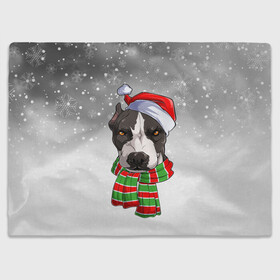Плед 3D с принтом Новогодний Питбуль   New Years Pit bull в городе Новоалтайск, 100% полиэстер | закругленные углы, все края обработаны. Ткань не мнется и не растягивается | christmas | dog | pit bull | santa | дед мороз | зима | новый год | питбуль | рождество | санта | снег | снежинка | собака | собачка | щенок