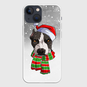Чехол для iPhone 13 mini с принтом Новогодний Питбуль   New Years Pit bull в городе Новоалтайск,  |  | christmas | dog | pit bull | santa | дед мороз | зима | новый год | питбуль | рождество | санта | снег | снежинка | собака | собачка | щенок