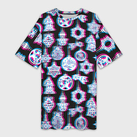 Платье-футболка 3D с принтом Новогодний глюк в городе Новоалтайск,  |  | glitch | new year | pattern | глитч | год | игрушки | новый