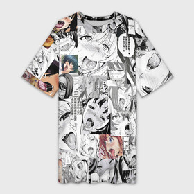 Платье-футболка 3D с принтом AHEGAO фон из девочек в городе Новоалтайск,  |  | ahegao | ahego | anime | funny | vtuber | аниме | ахегао