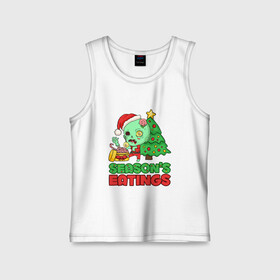 Детская майка хлопок с принтом Christmas Zombie в городе Новоалтайск,  |  | art | brains | christmas | gift | holiday | new year | tree | zombie | арт | елка | зомби | мозги | новый год | подарок | праздник | рождество