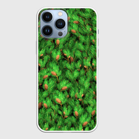 Чехол для iPhone 13 Pro Max с принтом Ёлки иголки в городе Новоалтайск,  |  | Тематика изображения на принте: ветки | ёлка | еловые | ель | иголки | новогодний | новый год | паттерн | сосна | сосновые | хвойные | хвоя | шишки