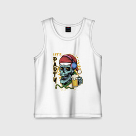 Детская майка хлопок с принтом Skull Santa в городе Новоалтайск,  |  | art | beer | christmas | headphones | new year | santa | skull | арт | наушники | новый год | рождество | санта | череп