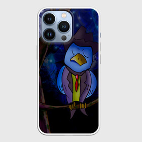 Чехол для iPhone 13 Pro с принтом Синич в городе Новоалтайск,  |  | Тематика изображения на принте: животные | лес | луна | мульт | ночь | персонаж | птици | синичка | сон