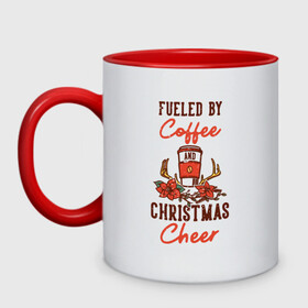 Кружка двухцветная с принтом Christmas Coffee в городе Новоалтайск, керамика | объем — 330 мл, диаметр — 80 мм. Цветная ручка и кайма сверху, в некоторых цветах — вся внутренняя часть | christmas | coffee | flowers | holiday | new year | кофе | новый год | праздник | рождество | цветы