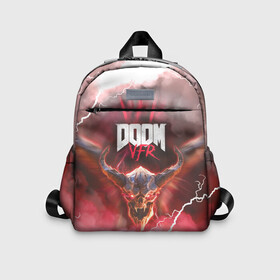Детский рюкзак 3D с принтом DOOM VFR (VR) | FAN GAME в городе Новоалтайск, 100% полиэстер | лямки с регулируемой длиной, сверху петелька, чтобы рюкзак можно было повесить на вешалку. Основное отделение закрывается на молнию, как и внешний карман. Внутри дополнительный карман. По бокам два дополнительных кармашка | demons | devil | doom | doom eternal | doom slayer | doom vfr | doom vr | hell | poster | vfr | vr | ад | вфр | дум | игра | игры | постер | стрелялка | шлем реальности | шутер