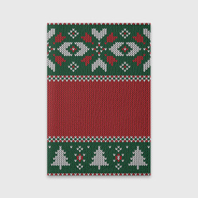 Обложка для паспорта матовая кожа с принтом Knitted Christmas Pattern в городе Новоалтайск, натуральная матовая кожа | размер 19,3 х 13,7 см; прозрачные пластиковые крепления | background | christmas | holiday | knitted | knitted pattern | pattern | trees | winter | вязаный | вязаный узор | елки | зима | праздник | рождество | узор | фон