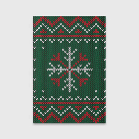 Обложка для паспорта матовая кожа с принтом Knitted Snowflake Pattern в городе Новоалтайск, натуральная матовая кожа | размер 19,3 х 13,7 см; прозрачные пластиковые крепления | background | christmas | holiday | knitted pattern | pattern | snowflakes | trees | winter | вязаный узор | елки | зима | праздник | рождество | снежинки | узор | фон
