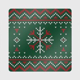 Магнит виниловый Квадрат с принтом Knitted Snowflake Pattern в городе Новоалтайск, полимерный материал с магнитным слоем | размер 9*9 см, закругленные углы | background | christmas | holiday | knitted pattern | pattern | snowflakes | trees | winter | вязаный узор | елки | зима | праздник | рождество | снежинки | узор | фон