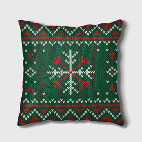 Подушка 3D с принтом Knitted Snowflake Pattern в городе Новоалтайск, наволочка – 100% полиэстер, наполнитель – холлофайбер (легкий наполнитель, не вызывает аллергию). | состоит из подушки и наволочки. Наволочка на молнии, легко снимается для стирки | background | christmas | holiday | knitted pattern | pattern | snowflakes | trees | winter | вязаный узор | елки | зима | праздник | рождество | снежинки | узор | фон