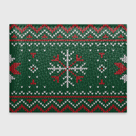 Обложка для студенческого билета с принтом Knitted Snowflake Pattern в городе Новоалтайск, натуральная кожа | Размер: 11*8 см; Печать на всей внешней стороне | Тематика изображения на принте: background | christmas | holiday | knitted pattern | pattern | snowflakes | trees | winter | вязаный узор | елки | зима | праздник | рождество | снежинки | узор | фон