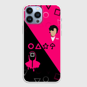 Чехол для iPhone 13 Pro Max с принтом SQUID GAME   ИГРА В КАЛЬМАРА   НОМЕР 456 в городе Новоалтайск,  |  | hero | netflix | pattern | squid game | главный герой | игра в кальмара | игрок кальмара | кино | красный | нетфликс | номер 456 | охрана | охранник | розовый | сериал | узор