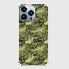 Чехол для iPhone 13 Pro с принтом Камуфляж из Акул в городе Новоалтайск,  |  | fish | ocean | predator | shark | white shark | акула | белая акула | зубы | море | морской хищник | океан | рыба | хищная рыба | хищник