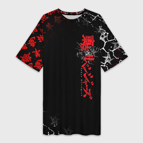 Платье-футболка 3D с принтом TOKYO REVENGERS RED STYLE TEAM в городе Новоалтайск,  |  | anime | draken | mikey | tokyorevengers | walhalla | аниме | вальгала | дракен | иероглифы | кэн | манга | мандзиро | микки | рюгудзи | сано | символы | токийские мстители