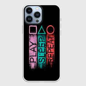 Чехол для iPhone 13 Pro Max с принтом ИГРА В КАЛЬМАРА, PLAY SLEEP REPEAT в городе Новоалтайск,  |  | Тематика изображения на принте: 001 | 067 | 456 | netflix | ojingeo geim | squid game | ведущий | игра | игра в кальмара | квадрат | круг | надзиратель | нетфликс | распорядитель | сериал | стражи | треугольник