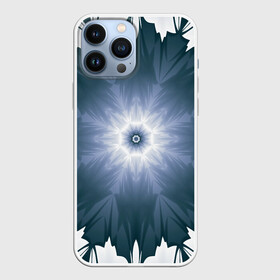 Чехол для iPhone 13 Pro Max с принтом Снежинка. Абстракция. Синий. в городе Новоалтайск,  |  | abstraction | blue | fractal | grey | pattern | snowflakes | абстракция | серый | синий | снежинка | узор | фрактал