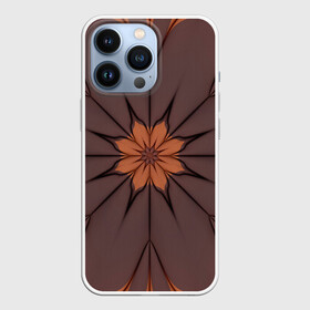Чехол для iPhone 13 Pro с принтом Абстрактный цветок. Оранжевый. в городе Новоалтайск,  |  | abstraction | brown | flower | fractal | orange | pattern | абстракция | коричневый | оранжевый | узор | фрактал | цветок