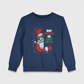 Детский свитшот хлопок с принтом Merry Christmas and Happy New Year в городе Новоалтайск, 100% хлопок | круглый вырез горловины, эластичные манжеты, пояс и воротник | christmas | drawing | holiday | like | merry christmas | new year | santa | santa claus | арт | лайк | новый год | праздник | рисунок | рождество | санта | санта клаус