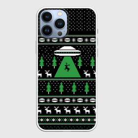 Чехол для iPhone 13 Pro Max с принтом Новогоднее НЛО в городе Новоалтайск,  |  | Тематика изображения на принте: 2020 | 2021 | christmas | merry | инопланетяне | летающая тарелка | нг | нло | новогодний | новый год | рождество | свитер | узоры