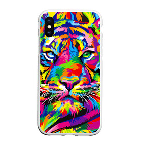 Чехол для iPhone XS Max матовый с принтом Тигр в стиле поп арт в городе Новоалтайск, Силикон | Область печати: задняя сторона чехла, без боковых панелей | Тематика изображения на принте: 2022 | art | beast | mosaic | multicolored head | new year | pop art | predator | rainbow | tiger | year of the tiger | год тигра | зверь | искусство | мозаика | новый год | радужный | разноцветная голова | тигр | хищник
