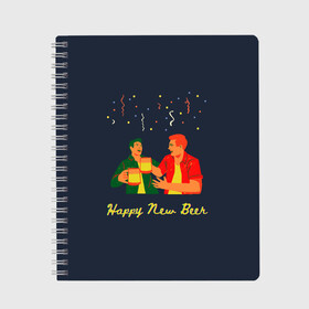 Тетрадь с принтом happy new beer 2022 в городе Новоалтайск, 100% бумага | 48 листов, плотность листов — 60 г/м2, плотность картонной обложки — 250 г/м2. Листы скреплены сбоку удобной пружинной спиралью. Уголки страниц и обложки скругленные. Цвет линий — светло-серый
 | Тематика изображения на принте: 2 | 2022 | 22 | beer | friends | fun | happy | holiday | human | new | people | rain | serpentine | year | веселье | год | дождик | дождь | друзья | люди | новый | праздник | серпантин | человек