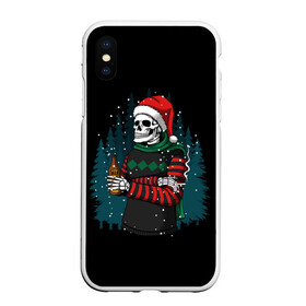 Чехол для iPhone XS Max матовый с принтом НОВОГОДНИЙ СКЕЛЕТ в городе Новоалтайск, Силикон | Область печати: задняя сторона чехла, без боковых панелей | 2022 | beer | christmas | cold | klaus | merry | new | santa | snow | winter | year | год | дед | елка | зима | клаус | лес | мороз | новый | рождество | санта | скелет | снег | холод | череп
