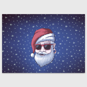 Поздравительная открытка с принтом САНТА ХИПСТЕР | SANTA HIPSTER в городе Новоалтайск, 100% бумага | плотность бумаги 280 г/м2, матовая, на обратной стороне линовка и место для марки
 | Тематика изображения на принте: 2022 | bad | christmas | cold | dab | dub | hipster | klaus | merry | new | santa | snow | winter | year | год | даб | зима | клаус | мороз | новый | рождество | санта | снег | тигр | тигра | хипстер | холод