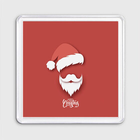Магнит 55*55 с принтом Merry Christmas | Счастливого Рождества в городе Новоалтайск, Пластик | Размер: 65*65 мм; Размер печати: 55*55 мм | Тематика изображения на принте: 2022 | christmas | cold | klaus | merry | new | santa | winter | year | борода | год | дед | зима | клаус | мороз | новый | рождество | санта | тигра | холод