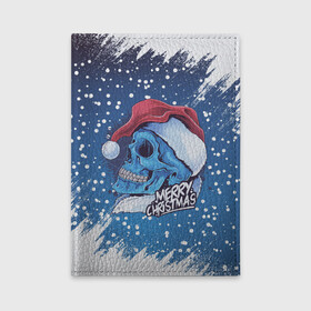 Обложка для автодокументов с принтом Merry Christmas | Счастливого Рождества | Skull в городе Новоалтайск, натуральная кожа |  размер 19,9*13 см; внутри 4 больших “конверта” для документов и один маленький отдел — туда идеально встанут права | 2022 | christmas | cold | klaus | merry | new | santa | skull | snow | winter | year | год | дед | зима | клаус | мороз | новый | рождество | санта | скелет | снег | холод | череп