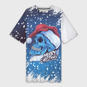 Платье-футболка 3D с принтом Merry Christmas  Счастливого Рождества  Skull в городе Новоалтайск,  |  | 2022 | christmas | cold | klaus | merry | new | santa | skull | snow | winter | year | год | дед | зима | клаус | мороз | новый | рождество | санта | скелет | снег | холод | череп