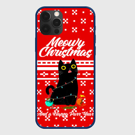 Чехол для iPhone 12 Pro Max с принтом MEOW | CHRISTMAS в городе Новоалтайск, Силикон |  | Тематика изображения на принте: 2020 | 2021 | 2022 | christmas | meow | meowy christmas | merry | кот | леденец | мяу | нг | новогодний | новый год | олени | рождество | свитер | узоры