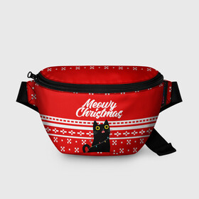 Поясная сумка 3D с принтом MEOW | CHRISTMAS в городе Новоалтайск, 100% полиэстер | плотная ткань, ремень с регулируемой длиной, внутри несколько карманов для мелочей, основное отделение и карман с обратной стороны сумки застегиваются на молнию | 2020 | 2021 | 2022 | christmas | meow | meowy christmas | merry | кот | леденец | мяу | нг | новогодний | новый год | олени | рождество | свитер | узоры