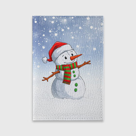 Обложка для паспорта матовая кожа с принтом Веселый Снеговик   Happy Snowman в городе Новоалтайск, натуральная матовая кожа | размер 19,3 х 13,7 см; прозрачные пластиковые крепления | christmas | santa | snowman | дед мороз | елка | зима | новый год | рождество | санта | снег | снеговик | снегурочка | снежинка